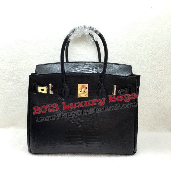 Hermes Birkin 30CM Tote Bags Lizard Leather H30LI Black Hermes Birkin 30CM Tote Bags Lizard Leather H30LI Black