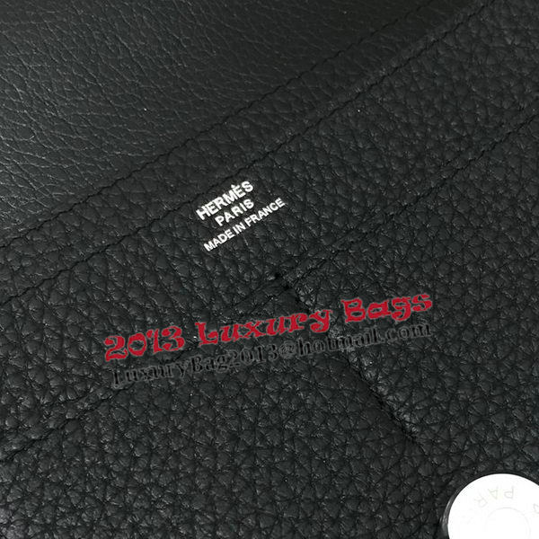 Hermes Dogon Combined Wallet Litchi Leather A508 Black Hermes Dogon Combined Wallet Litchi Leather A508 Black