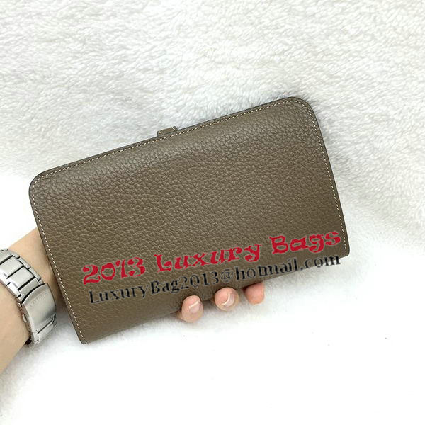 Hermes Dogon Combined Wallet Litchi Leather A508 Khaki Hermes Dogon Combined Wallet Litchi Leather A508 Khaki