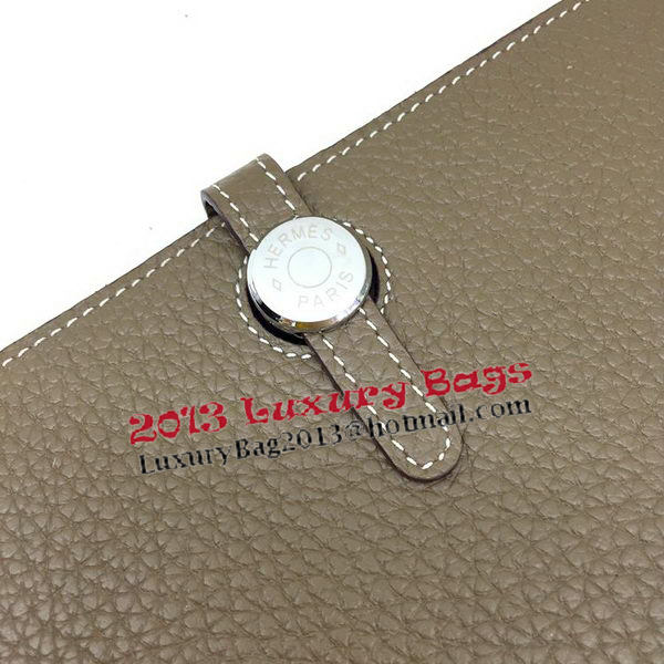 Hermes Dogon Combined Wallet Litchi Leather A508 Khaki Hermes Dogon Combined Wallet Litchi Leather A508 Khaki