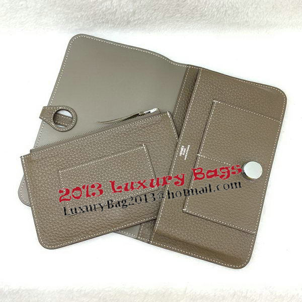 Hermes Dogon Combined Wallet Litchi Leather A508 Khaki Hermes Dogon Combined Wallet Litchi Leather A508 Khaki