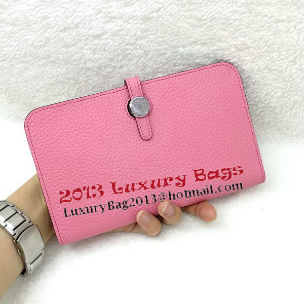 Hermes Dogon Combined Wallet Litchi Leather A508 Pink Hermes Dogon Combined Wallet Litchi Leather A508 Pink