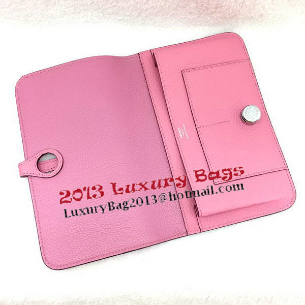 Hermes Dogon Combined Wallet Litchi Leather A508 Pink Hermes Dogon Combined Wallet Litchi Leather A508 Pink