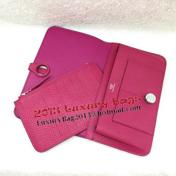 Hermes Dogon Combined Wallet Litchi Leather A508 Rose Hermes Dogon Combined Wallet Litchi Leather A508 Rose
