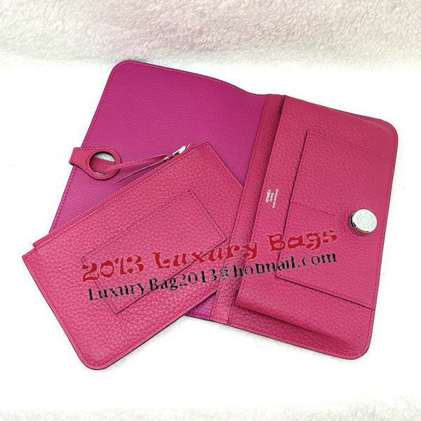 Hermes Dogon Combined Wallet Litchi Leather A508 Rose Hermes Dogon Combined Wallet Litchi Leather A508 Rose
