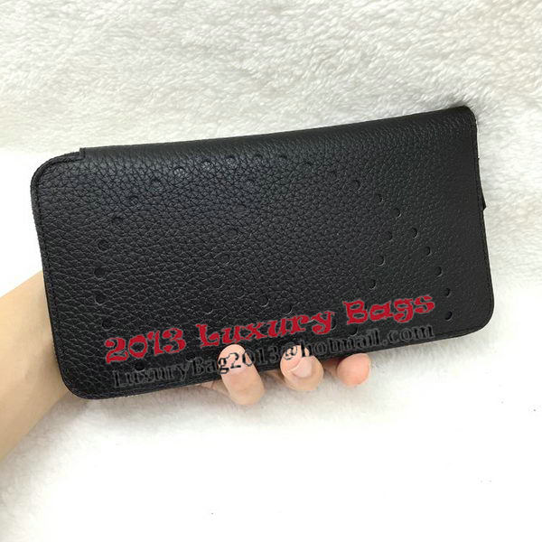 Hermes Evelyn Long Zip Wallet Litchi A808 Black Hermes Evelyn Long Zip Wallet Litchi A808 Black