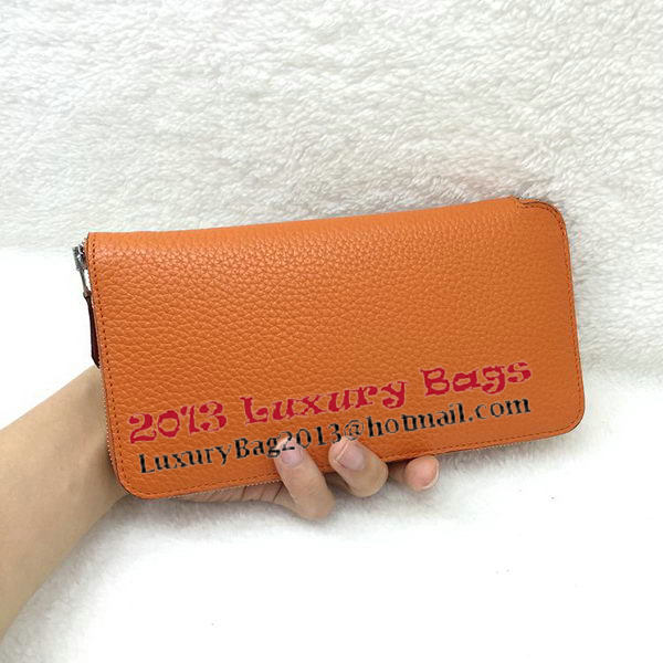 Hermes Evelyn Long Zip Wallet Litchi A808 Orange Hermes Evelyn Long Zip Wallet Litchi A808 Orange