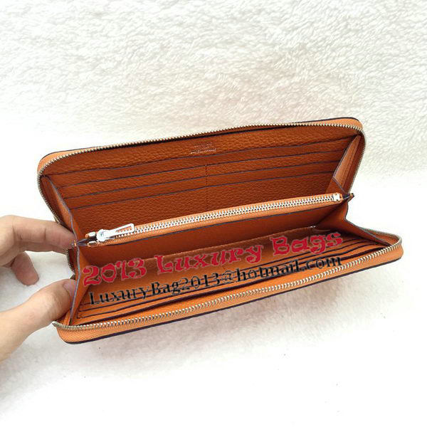 Hermes Evelyn Long Zip Wallet Litchi A808 Orange Hermes Evelyn Long Zip Wallet Litchi A808 Orange