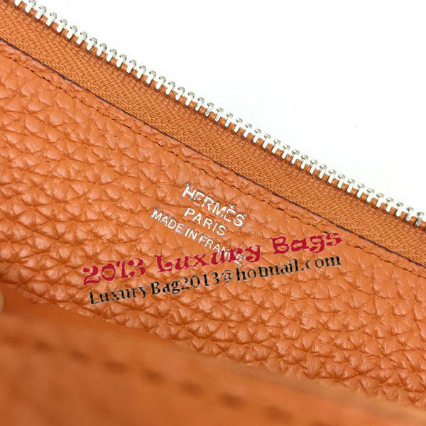 Hermes Evelyn Long Zip Wallet Litchi A808 Orange Hermes Evelyn Long Zip Wallet Litchi A808 Orange