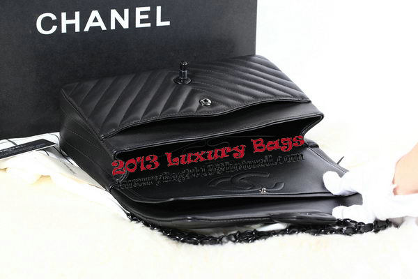 Chanel 2.55 Series Flap Bag Sheepskin Chevron Quilting A1112 Black Chanel 2.55 Series Flap Bag Sheepskin Chevron Quilting A1112 Black