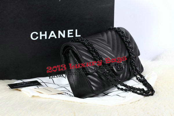 Chanel 2.55 Series Flap Bag Sheepskin Chevron Quilting A1112 Black Chanel 2.55 Series Flap Bag Sheepskin Chevron Quilting A1112 Black