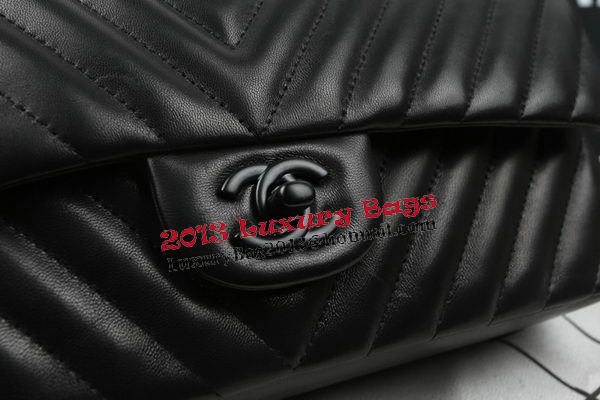 Chanel 2.55 Series Flap Bag Sheepskin Leather Chevron Quilting A1112 Black Chanel 2.55 Series Flap Bag Sheepskin Leather Chevron Quilting A1112 Black