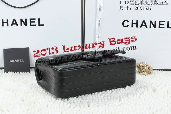Chanel Classic Flap Bag Lambskin Chevron Quilting A01112 Black Chanel Classic Flap Bag Lambskin Chevron Quilting A01112 Black
