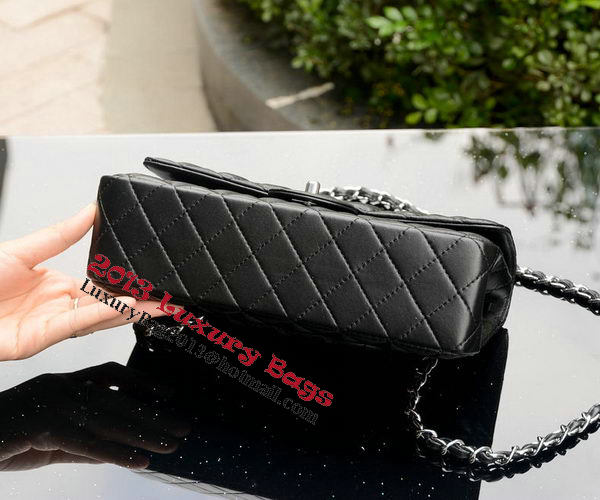 Chanel 2.55 Series Flap Bag Black Sheepskin Leather A1112 Silver Chanel 2.55 Series Flap Bag Black Sheepskin Leather A1112 Silver