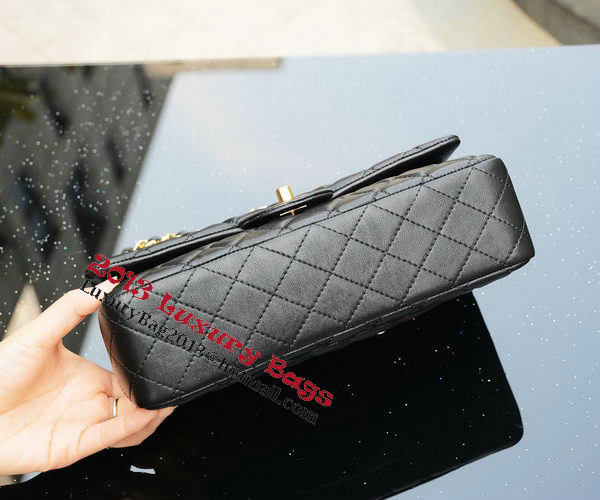 Chanel 2.55 Series Flap Bag Black Sheepskin Leather A37586 Gold Chanel 2.55 Series Flap Bag Black Sheepskin Leather A37586 Gold