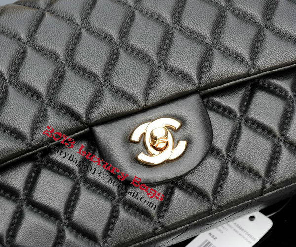 Chanel 2.55 Series Flap Bag Black Sheepskin Leather A37586 Gold Chanel 2.55 Series Flap Bag Black Sheepskin Leather A37586 Gold