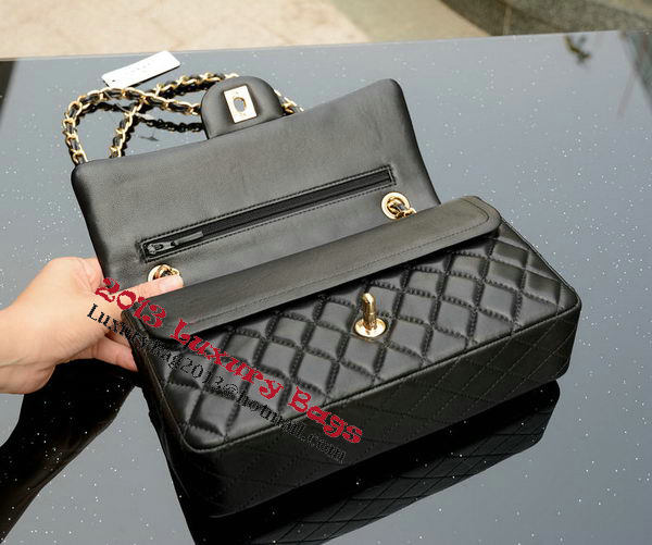 Chanel 2.55 Series Flap Bag Black Sheepskin Leather A37586 Gold Chanel 2.55 Series Flap Bag Black Sheepskin Leather A37586 Gold
