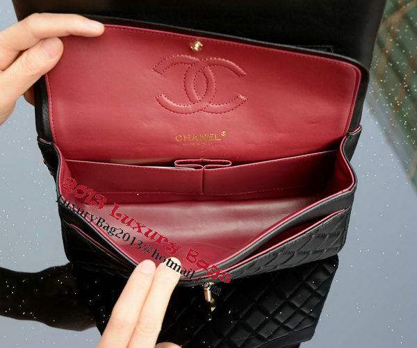 Chanel 2.55 Series Flap Bag Black Sheepskin Leather A37586 Gold Chanel 2.55 Series Flap Bag Black Sheepskin Leather A37586 Gold