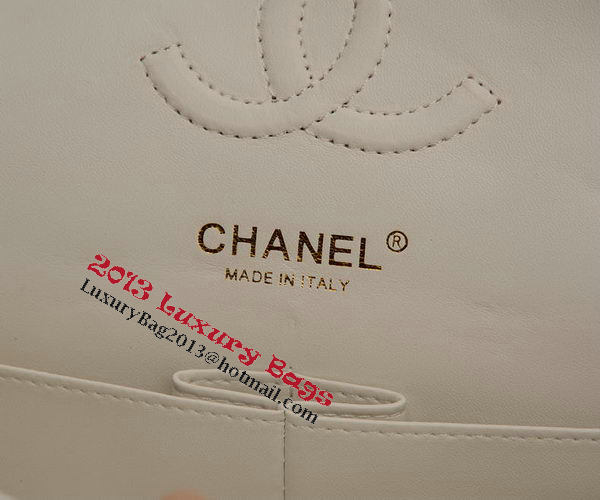 Chanel 2.55 Series Flap Bag White Sheepskin Leather A37586 Gold Chanel 2.55 Series Flap Bag White Sheepskin Leather A37586 Gold
