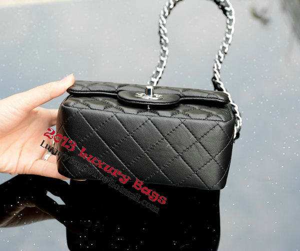Chanel Classic MINI Flap Bag Black Sheepskin A37585 Silver Chanel Classic MINI Flap Bag Black Sheepskin A37585 Silver
