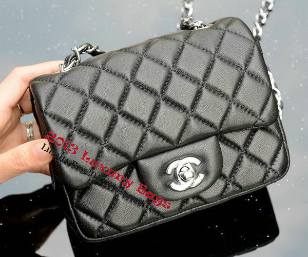 Chanel Classic MINI Flap Bag Black Sheepskin A37585 Silver Chanel Classic MINI Flap Bag Black Sheepskin A37585 Silver