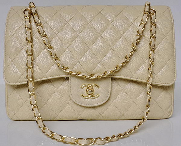 Chanel Jumbo Quilted Classic Flap Bag Apricot Cannage Patterns A58600 Gold