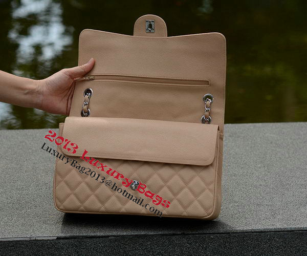 Chanel Jumbo Quilted Classic Flap Bag Apricot Cannage Patterns A58600 Silver Chanel Jumbo Quilted Classic Flap Bag Apricot Cannage Patterns A58600 Silver