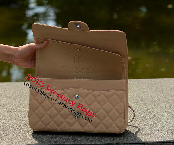 Chanel Jumbo Quilted Classic Flap Bag Apricot Cannage Patterns A58600 Silver Chanel Jumbo Quilted Classic Flap Bag Apricot Cannage Patterns A58600 Silver