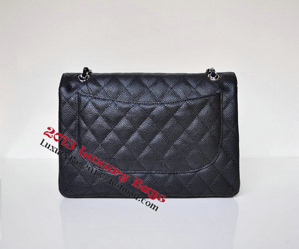 Chanel Jumbo Quilted Classic Flap Bag Black Cannage Patterns A58600 Silver Chanel Jumbo Quilted Classic Flap Bag Black Cannage Patterns A58600 Silver