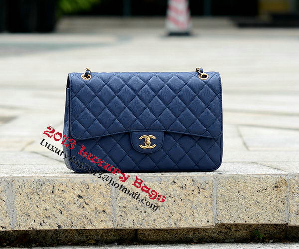 Chanel Jumbo Quilted Classic Flap Bag Blue Cannage Patterns A58600 Gold Chanel Jumbo Quilted Classic Flap Bag Blue Cannage Patterns A58600 Gold