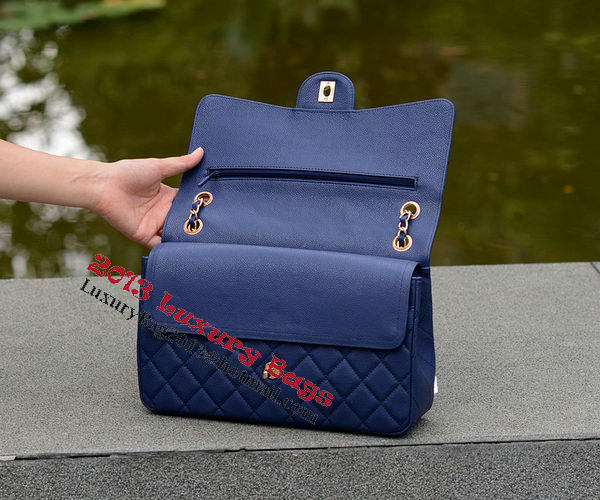Chanel Jumbo Quilted Classic Flap Bag Blue Cannage Patterns A58600 Gold Chanel Jumbo Quilted Classic Flap Bag Blue Cannage Patterns A58600 Gold