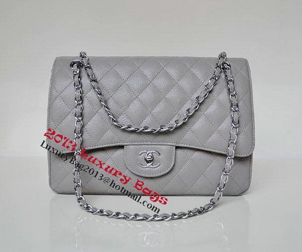Chanel Jumbo Quilted Classic Flap Bag Grey Cannage Patterns A58600 Silver Chanel Jumbo Quilted Classic Flap Bag Grey Cannage Patterns A58600 Silver
