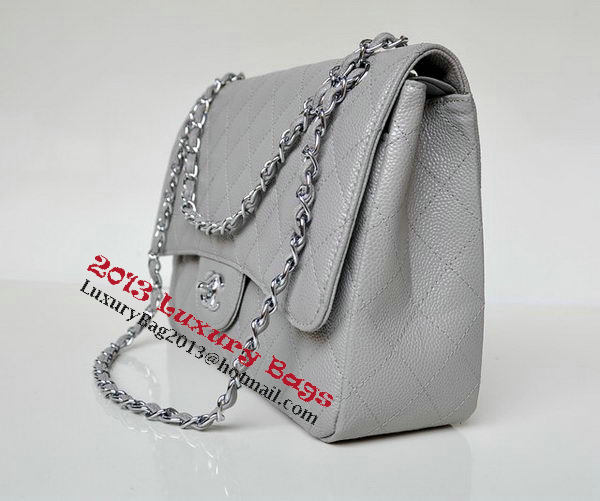 Chanel Jumbo Quilted Classic Flap Bag Grey Cannage Patterns A58600 Silver Chanel Jumbo Quilted Classic Flap Bag Grey Cannage Patterns A58600 Silver