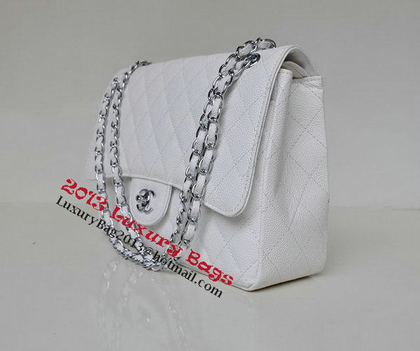 Chanel Jumbo Quilted Classic Flap Bag White Cannage Patterns A58600 Silver Chanel Jumbo Quilted Classic Flap Bag White Cannage Patterns A58600 Silver