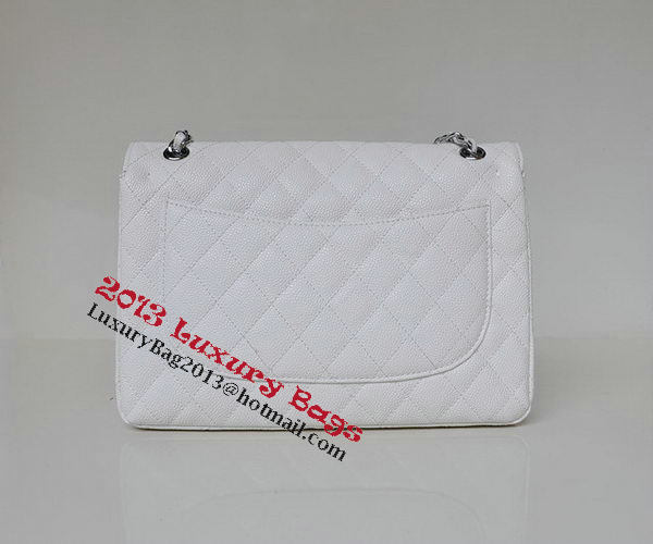 Chanel Jumbo Quilted Classic Flap Bag White Cannage Patterns A58600 Silver Chanel Jumbo Quilted Classic Flap Bag White Cannage Patterns A58600 Silver