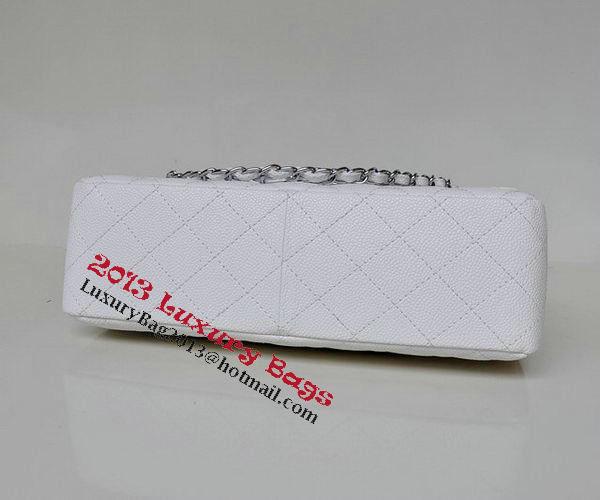 Chanel Jumbo Quilted Classic Flap Bag White Cannage Patterns A58600 Silver Chanel Jumbo Quilted Classic Flap Bag White Cannage Patterns A58600 Silver