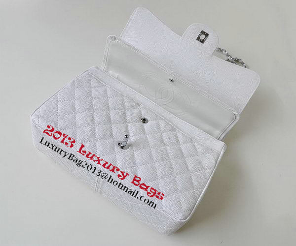 Chanel Jumbo Quilted Classic Flap Bag White Cannage Patterns A58600 Silver Chanel Jumbo Quilted Classic Flap Bag White Cannage Patterns A58600 Silver