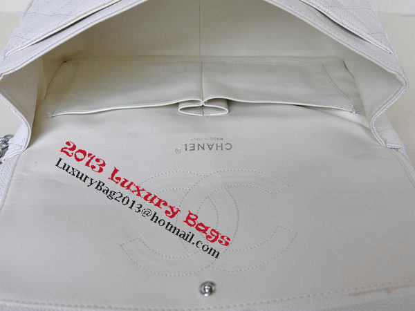 Chanel Jumbo Quilted Classic Flap Bag White Cannage Patterns A58600 Silver Chanel Jumbo Quilted Classic Flap Bag White Cannage Patterns A58600 Silver