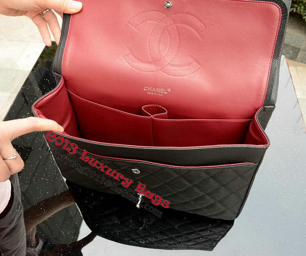 Chanel Maxi Quilted Classic Flap Bag Black Cannage Patterns A58601 Silver Chanel Maxi Quilted Classic Flap Bag Black Cannage Patterns A58601 Silver