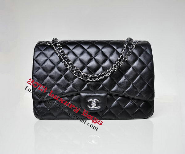 Chanel Maxi Quilted Classic Flap Bag Black Sheepskin A58601 Silver Chanel Maxi Quilted Classic Flap Bag Black Sheepskin A58601 Silver