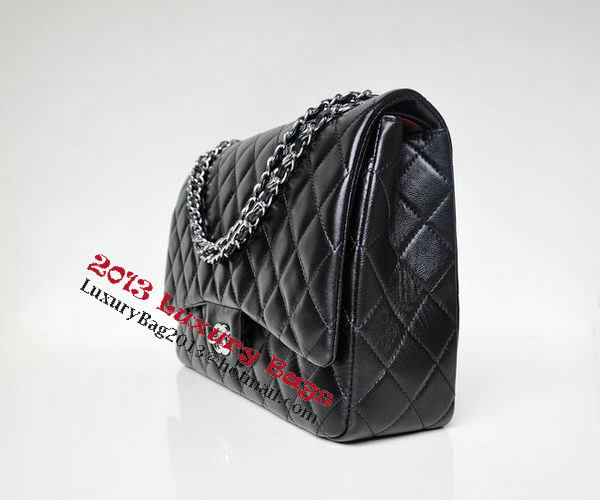 Chanel Maxi Quilted Classic Flap Bag Black Sheepskin A58601 Silver Chanel Maxi Quilted Classic Flap Bag Black Sheepskin A58601 Silver