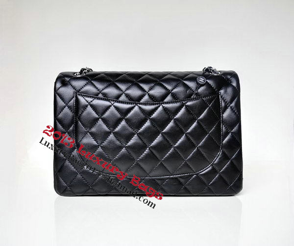 Chanel Maxi Quilted Classic Flap Bag Black Sheepskin A58601 Silver Chanel Maxi Quilted Classic Flap Bag Black Sheepskin A58601 Silver