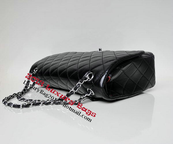 Chanel Maxi Quilted Classic Flap Bag Black Sheepskin A58601 Silver Chanel Maxi Quilted Classic Flap Bag Black Sheepskin A58601 Silver