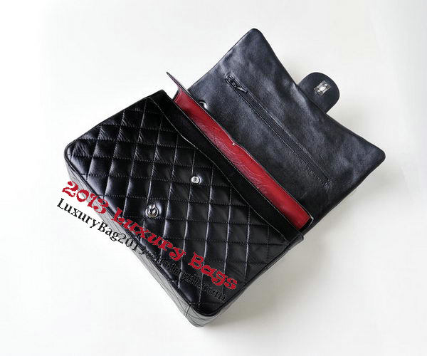 Chanel Maxi Quilted Classic Flap Bag Black Sheepskin A58601 Silver Chanel Maxi Quilted Classic Flap Bag Black Sheepskin A58601 Silver