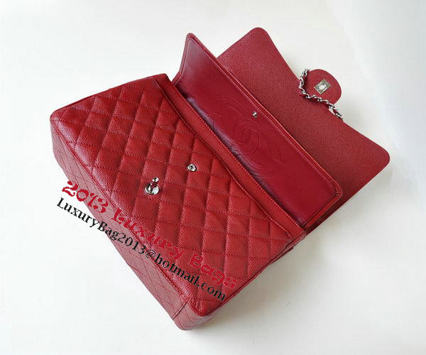 Chanel Maxi Quilted Classic Flap Bag Burgundy Cannage Patterns A58601 Silver