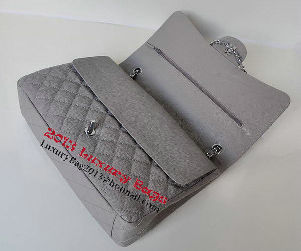 Chanel Maxi Quilted Classic Flap Bag Grey Cannage Patterns A58601 Silver