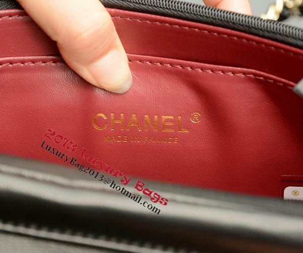 Chanel mini Flap Bag Black Sheepskin Leather A33814 Gold Chanel mini Flap Bag Black Sheepskin Leather A33814 Gold