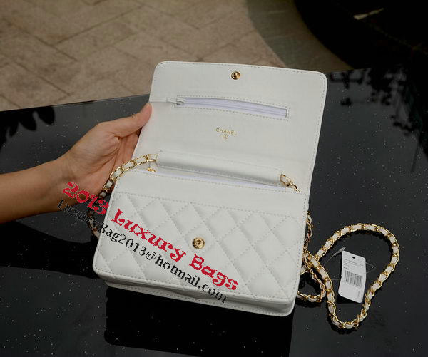 Chanel mini Flap Bag White Sheepskin Leather A33814 Gold Chanel mini Flap Bag White Sheepskin Leather A33814 Gold
