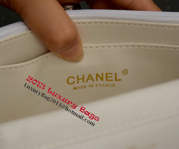 Chanel mini Flap Bag White Sheepskin Leather A33814 Gold Chanel mini Flap Bag White Sheepskin Leather A33814 Gold