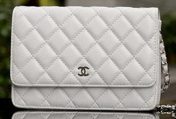 Chanel mini Flap Bag White Sheepskin Leather A33814 Silver Chanel mini Flap Bag White Sheepskin Leather A33814 Silver